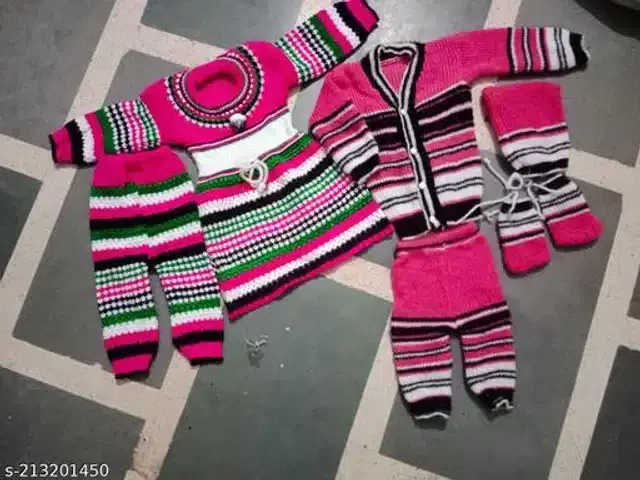Woolen Sweater & Pant for Girls, Set of 2 (Multicolor, 3-6 Months)