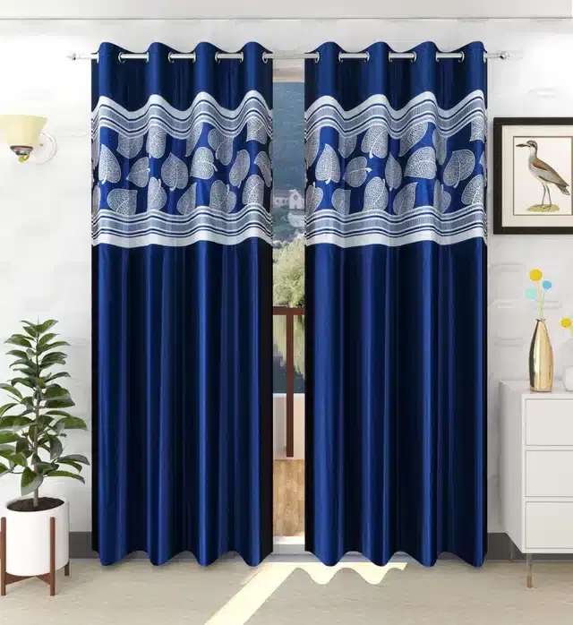 Window Curtains, Pack of 2, Blue, 5 feet