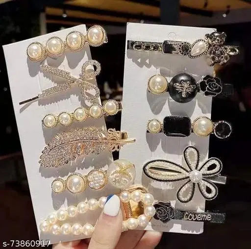 Metal Hair Clips for Women, Pack of 11 (Multicolor)