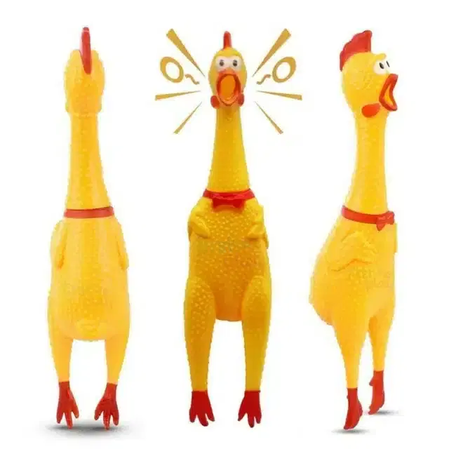 Squawking Chicken Silicone Squeeze Toys for Dogs, Multicolor