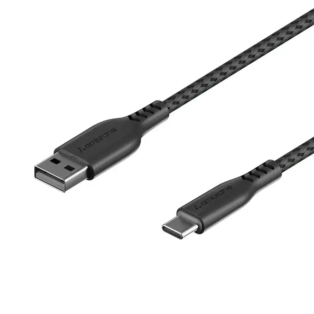 Ambrane Unbreakable 3a Fast Charging 1.5m Braided Type C Cable For Smartphones, Tablets & Other Type C Devices, 480Mbps Data Sync, Quick Charge 3.0 (rct15a, Black)