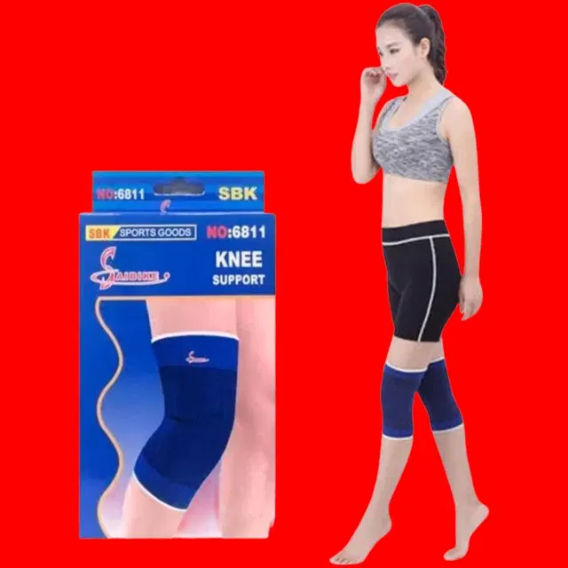 Polyester Solid Knee Sleeves for Women, Blue, Set of 1