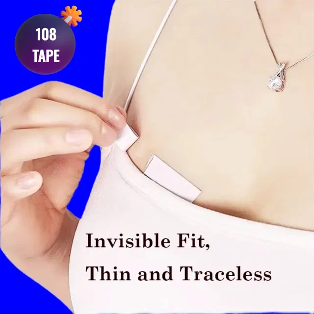 Acrylic Film Clothing 108 Double Sided Tape Strips, Transparent, Set of 1