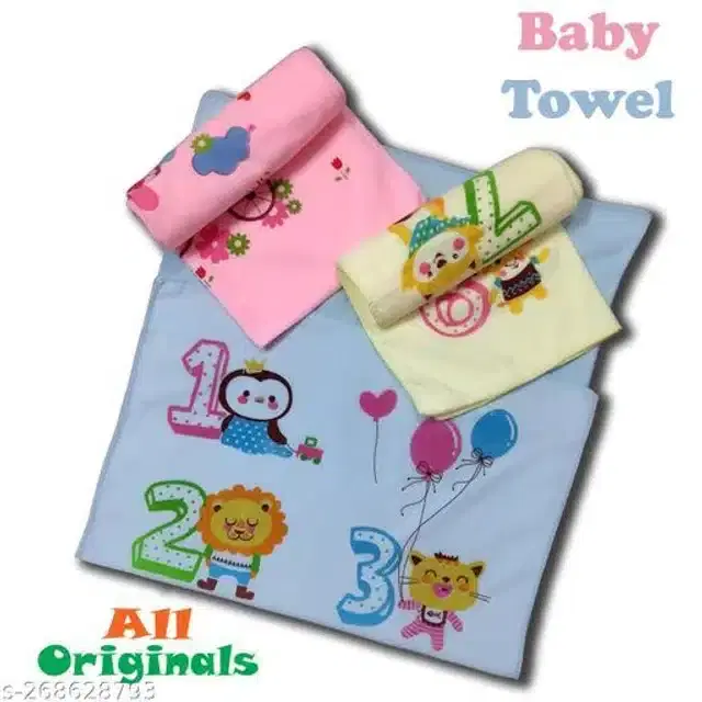 Cotton Towels for Infants, Multicolor, Pack of 3