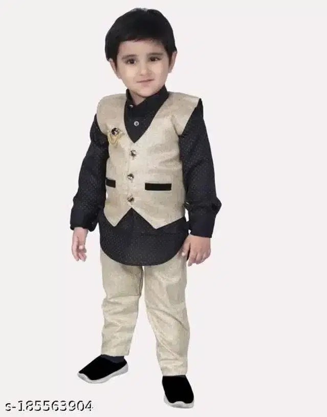 3 Pcs Coat Pant Set for Boys (Multicolor, 5-6 Years)