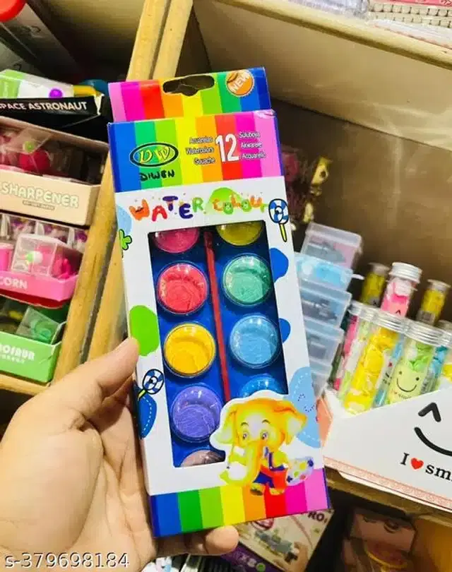 Watercolor Palette with Brush, Multicolor, Set of 1