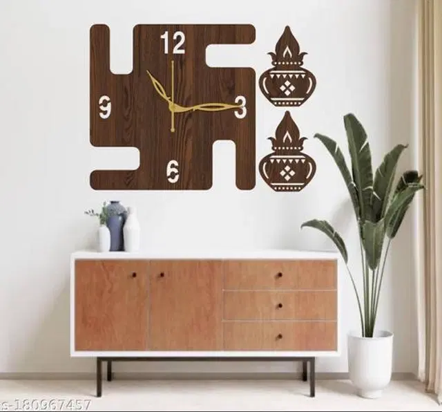 Wooden Wall Clock for Home, Brown