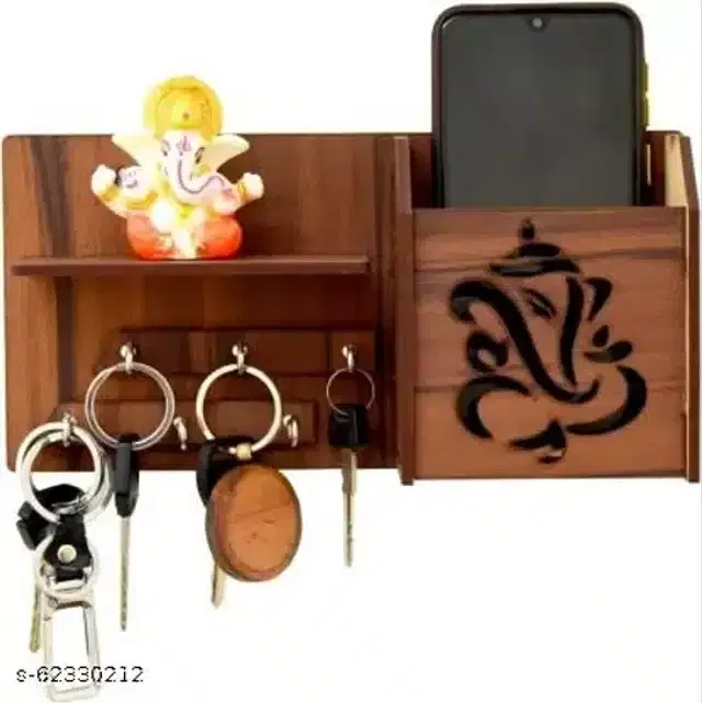 Wooden All in One Pens, Keys & Mobile Holder, Brown