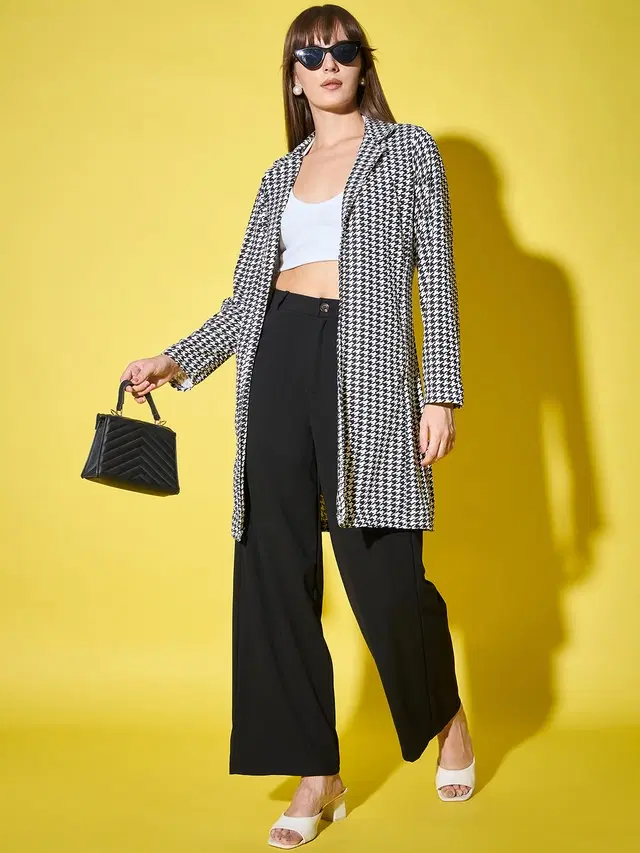 Hosiery Printed Shrug for Women (Black, S)