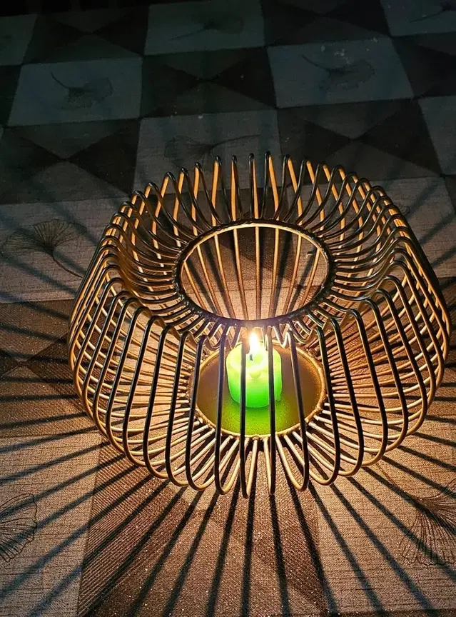 Metal Decorative Moroccan-Style Candle Holder, Black, Pack of 1