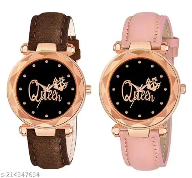 Analog Watch for Women, Pack of 2 (Multicolor)
