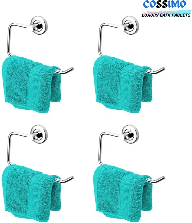 Stainless Steel Multipurpose Towel Ring with Wall Flange, Silver, Set of 4