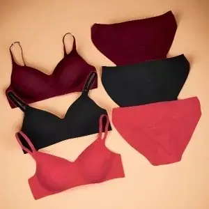 Cotton Solid Lingerie Set for Women, Multicolor, Pack of 3 (28)