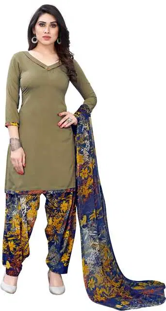 Yashika Unstitched Crepe Salwar Suit Material (Grey) (Y-314)