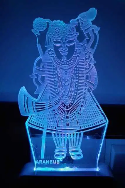 Unicept Lord Shree Nathji 3D Illusion Designe Extremely 7 Color Changing Night Lamp, Multicolor, NE-39