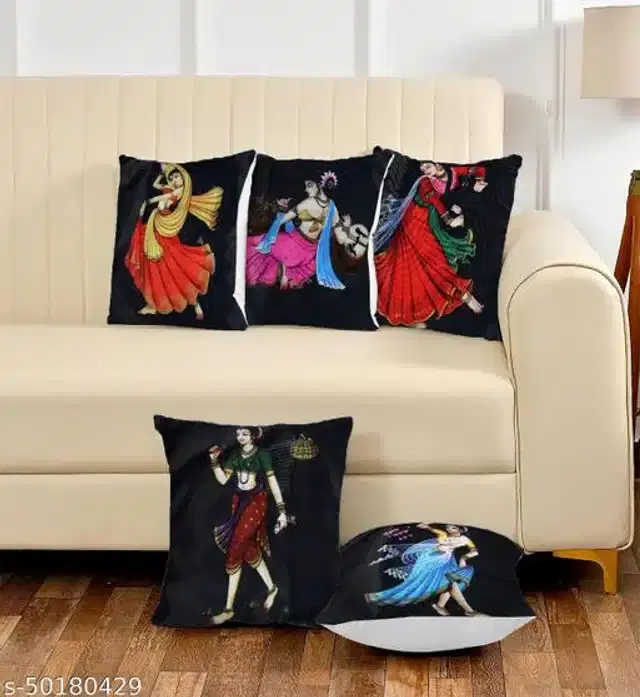 Cushion Cover for Home, Multicolor, 16x16 inches, Pack of 5