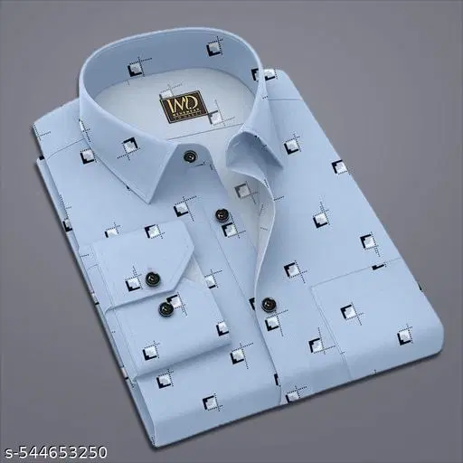 Printed Shirt for Men (Blue, L)
