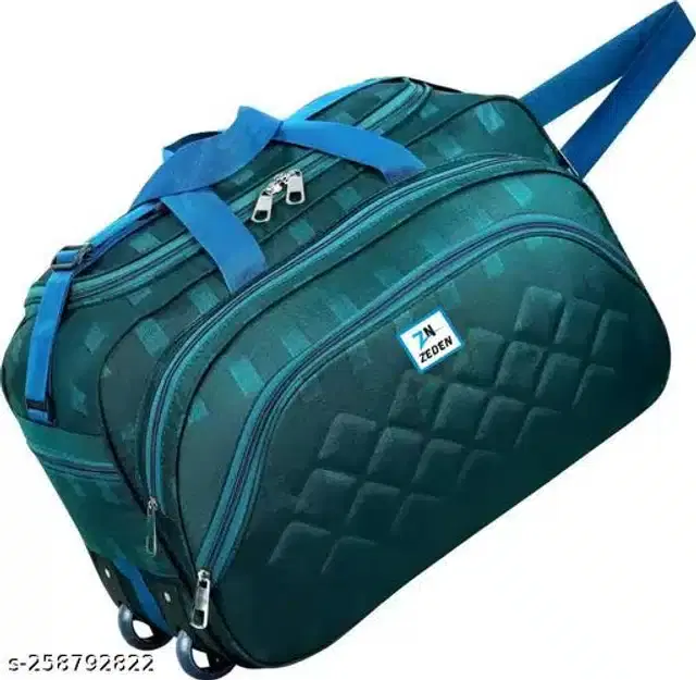 Polyester Strolley Duffel Bag, Teal, 40 L