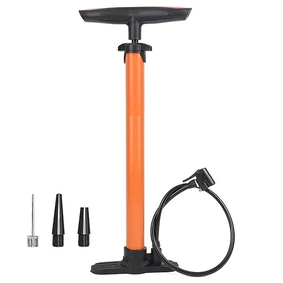 Plastic Bicycle Pump, Orange & Black