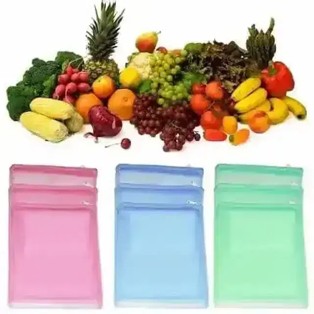 K Kudos Mesh Net Fabric With Zip Lock Eco-Friendly Non-Toxic Reusable Fridge Storage Bag
