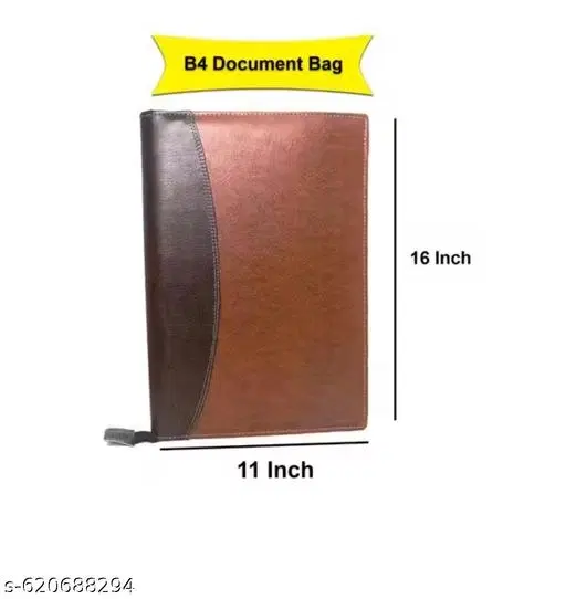 Brown - SPS Premium PU Leather File Folder | 20 Sleeves for A4 & FC Size Documents