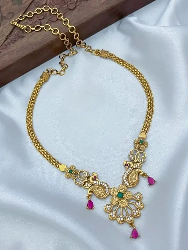 Zircon Gold-plated Necklace Set for Women (Multicolor, Free Size)