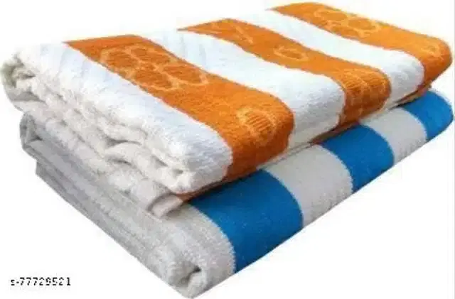Cotton Bathing Towel, Orange & Blue, Pack of 2