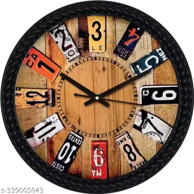 Designer Printed Plastic Wall Clock, Multicolor