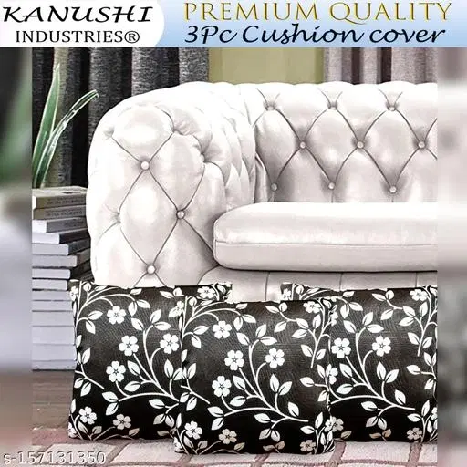KANUSHI Industries® Decorative Cushion Covers Set Of- 3 (16x16 Inches)(CC-BROWN-RAJ-3PC)
