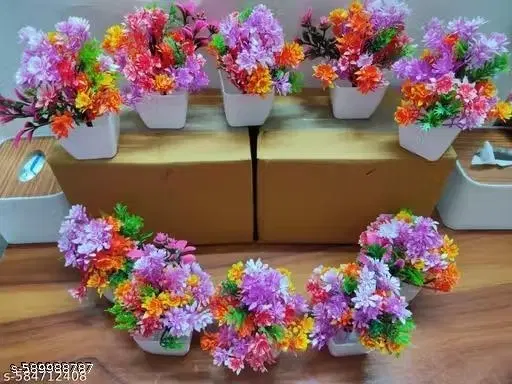 Plastic Artificial Flowers, Multioclor, Pack of 10