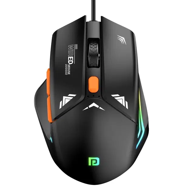 Portronics Vader Wired Gaming Mouse with 6 Buttons, Thumb Support, Adjustable DPI (6400 Max), RGB Light Effects, Ergonomic Design, 1.5 m Long USB Cable for Laptop & PC Black
