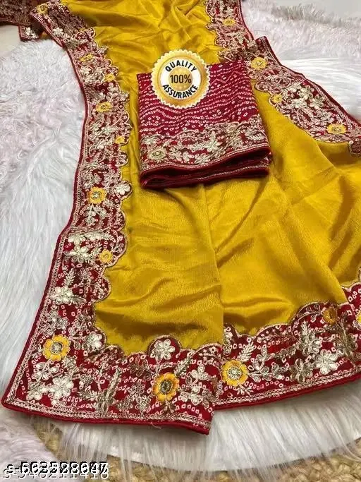 Binny Silk Embellished Saree For Women, Yellow