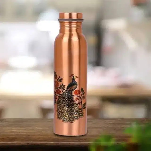 Copper Water Bottle, Gold, 1000 ml