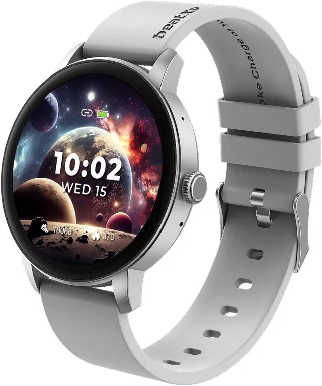 beatXP Vector 1.30'' HD Display, BT Calling With Health Tracking & AI Voice Assistant Smartwatch, Ice Silver Strap, Free Size