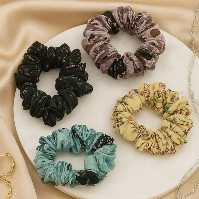Scrunchie Set for Women, Multicolor Pack of 4