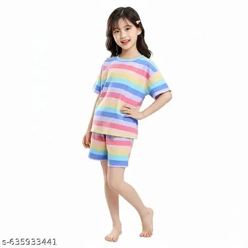 Night Suit for Girls (Multicolor, 9-10 Years)