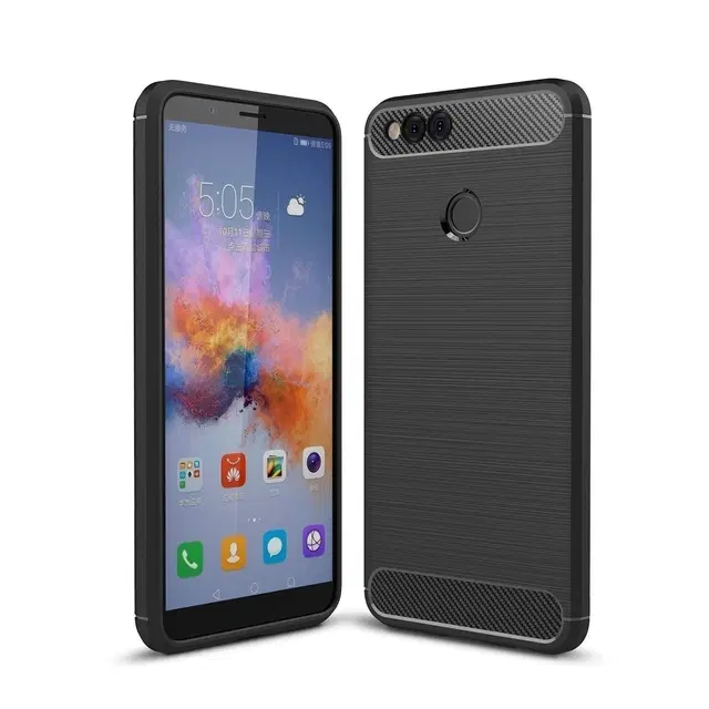 Rubber Mobile Back Cover for Honor 7X (Black)