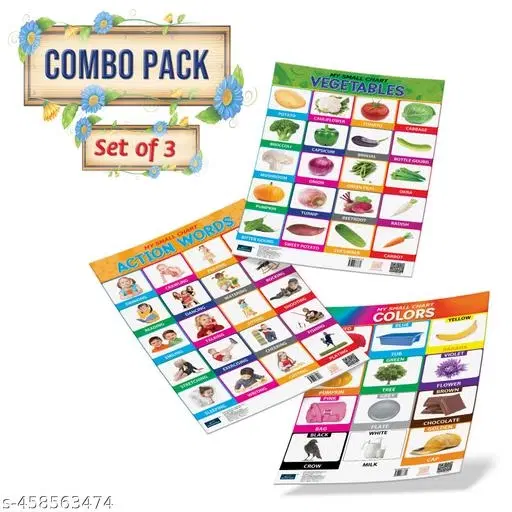 Bookford Publications My small chart Action Words, Colors & Vegetables (Set of 3)