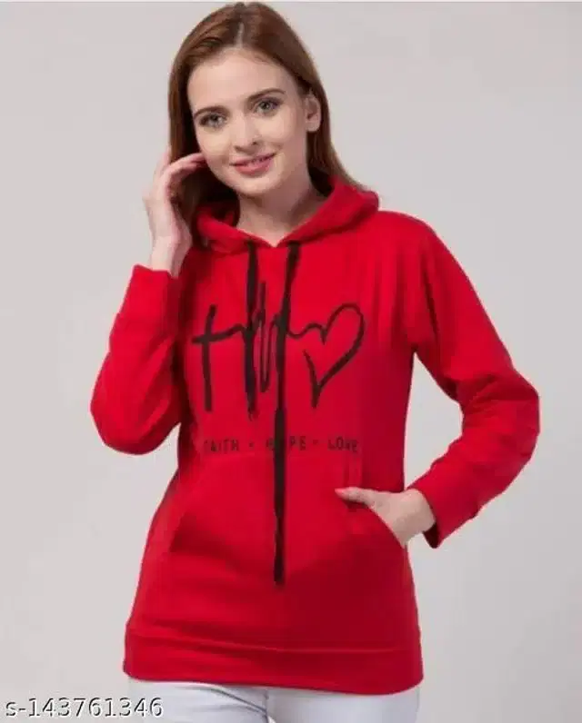Full Sleeves Hoodie for Women (Red, S)