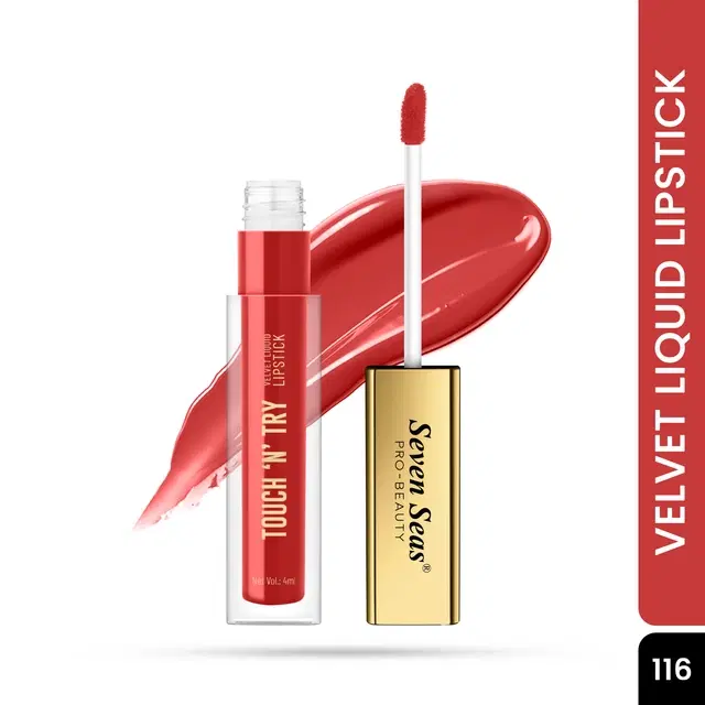 Seven Seas Liquid Lipstick for Women, Red Shade (4ml)