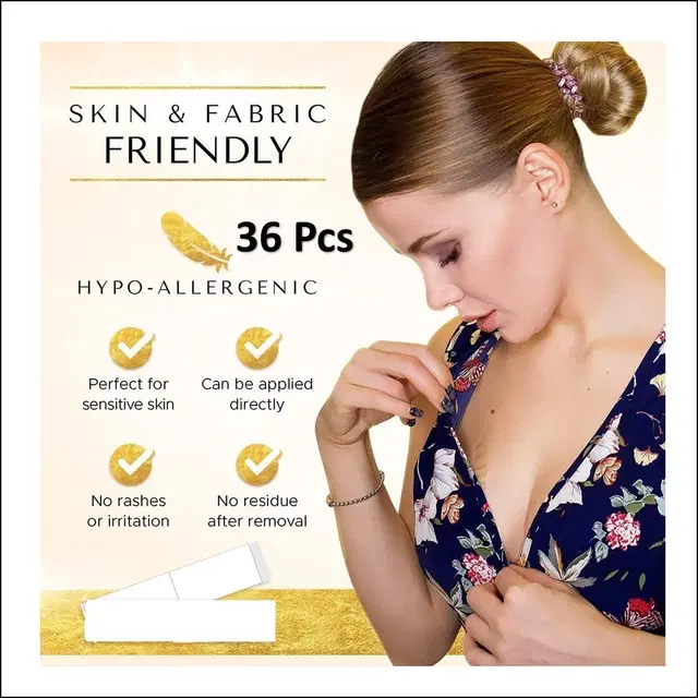 Double Sided Self-Adhesive Lingerie Tape for Women, Pack of 36 (Transparent)