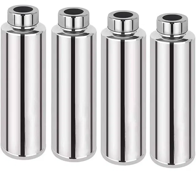 Stainless Steel Water Bottle, Silver, 1000 ml, Pack of 4
