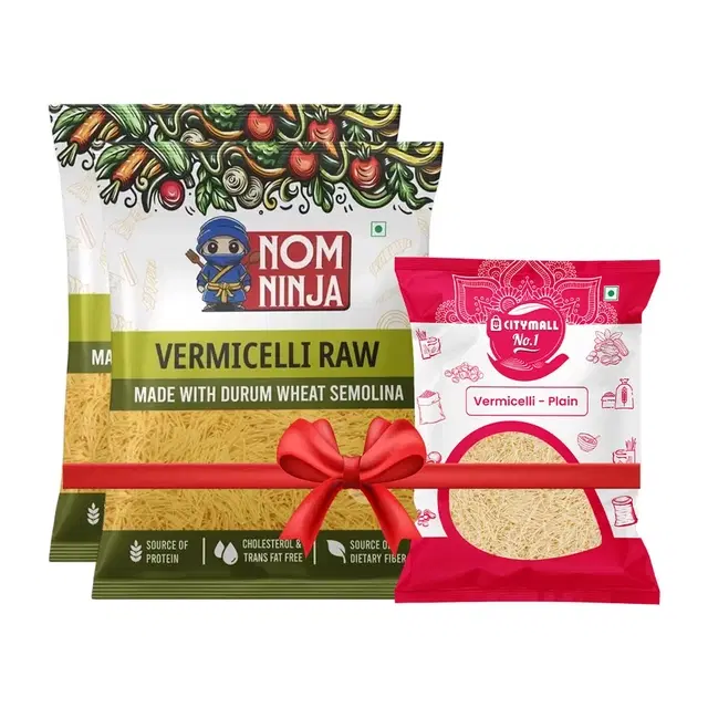 Nom Ninja Vermicelli Plain 2X400 g (Packof 2) + Citymall No.1 Vermicelli 100 g