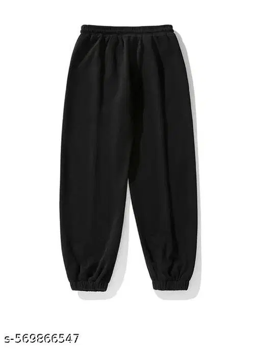 Cotton Blend Solid Trackpant for Men, Black (S)