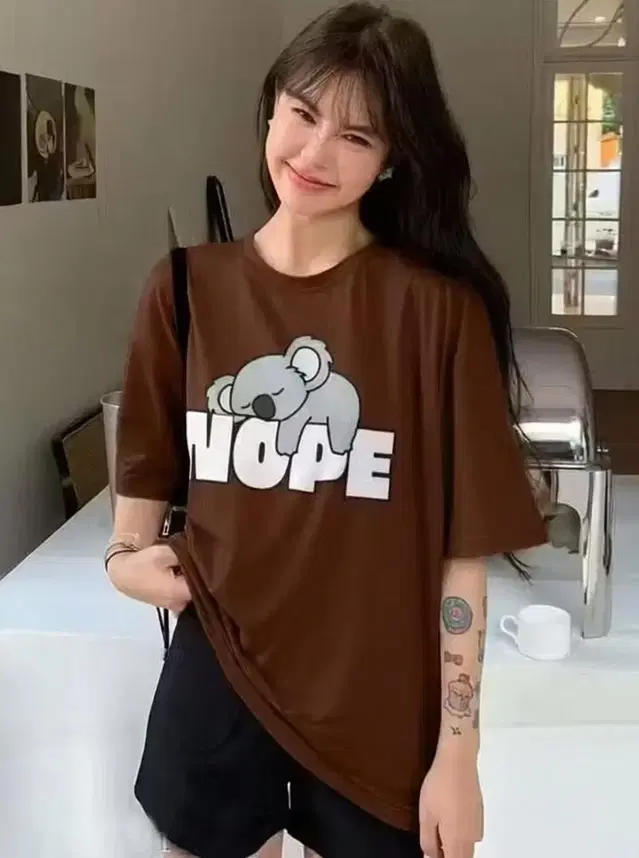 Round Neck T-shirt For Women (Brown, L)