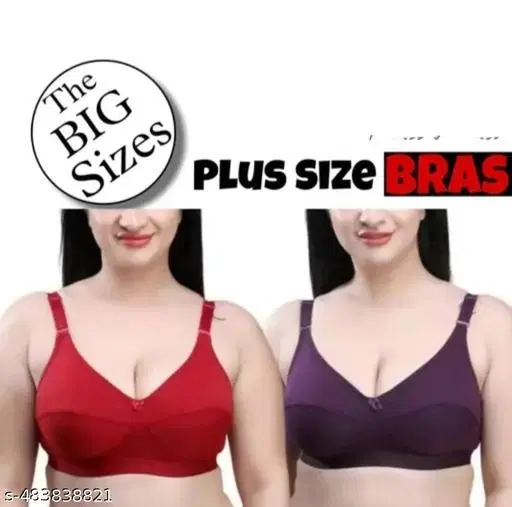 Hosiery Solid Bras for Women, Purple & Red, Pack of 2 (38B)