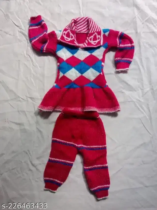 Woolen Sweater & Pant for Girls (Multicolor, 0-1 Years)