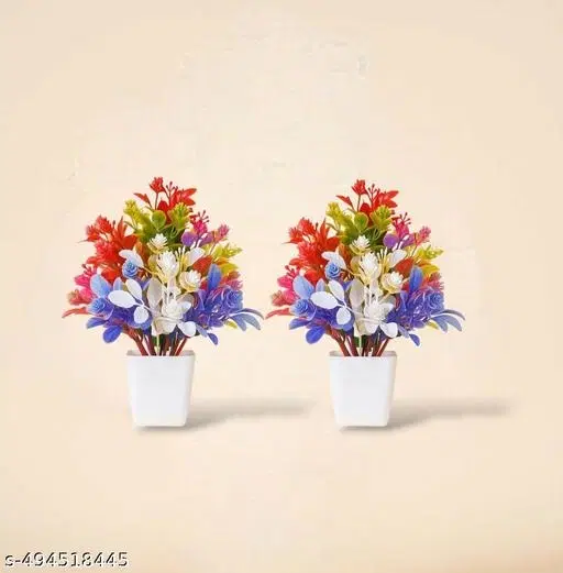 Plastic Artificial Flowers, Multioclor, Pack of 2