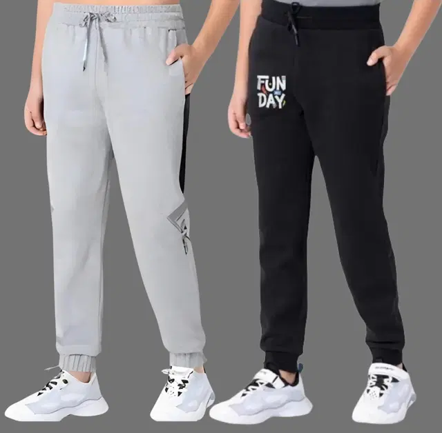 Cotton Blend Trackpants for Boys, Pack of 2 (Multicolor, 2-3 Years)