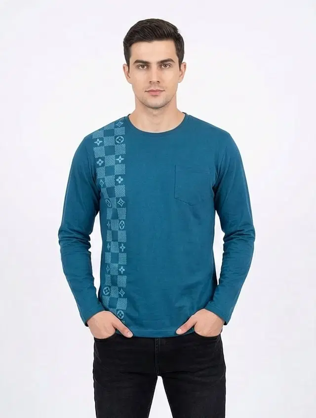 Cotton Graphic Print T-shirt for men, Airforce (M)